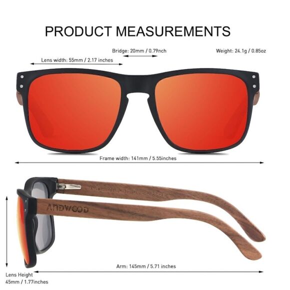 Men’s Sunglasses Wood Frame - Picture 3 of 3